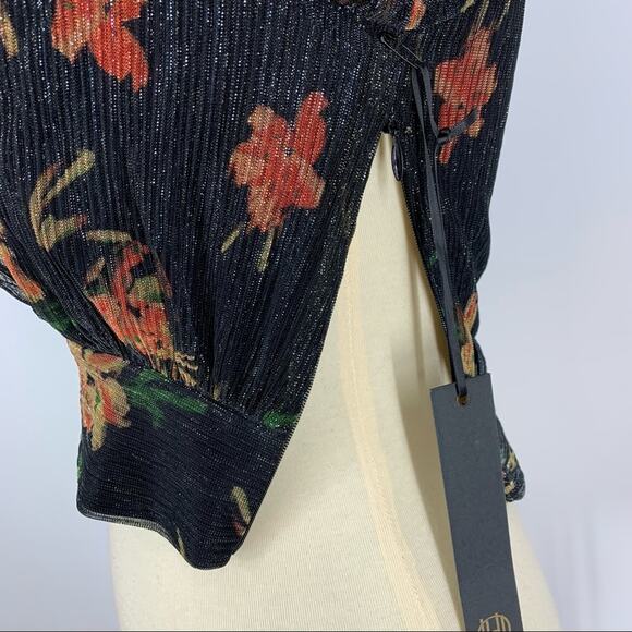 House of Harlow 1960 x Revolve Chiffon One Shoulder Top Women’s XXS Metallic - Picture 10 of 12